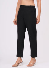 Women’s Slim Fit Black Cotton Trousers – Sleek & Comfortable Everyday Wear